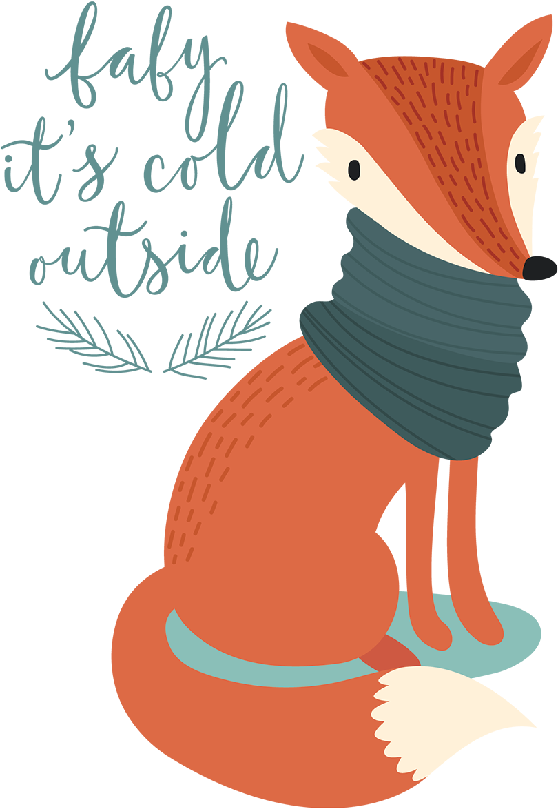 Baby It's Cold Outside Fox Transfer - Fox Christmas Cards Red Cartoon (1200x1200), Png Download