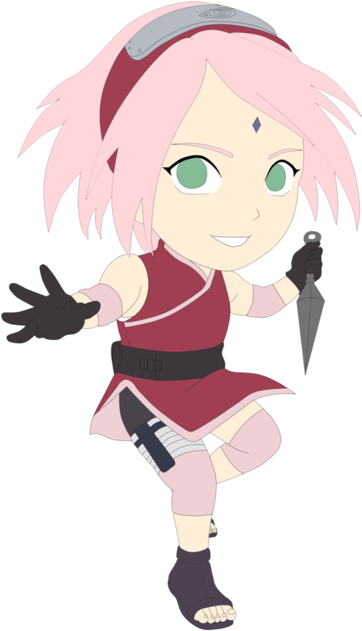 Chibi Sakura Haruno Line Art Colured By Twerk-jutsu - Sakura Haruno Sakura Chibi (524x913), Png Download