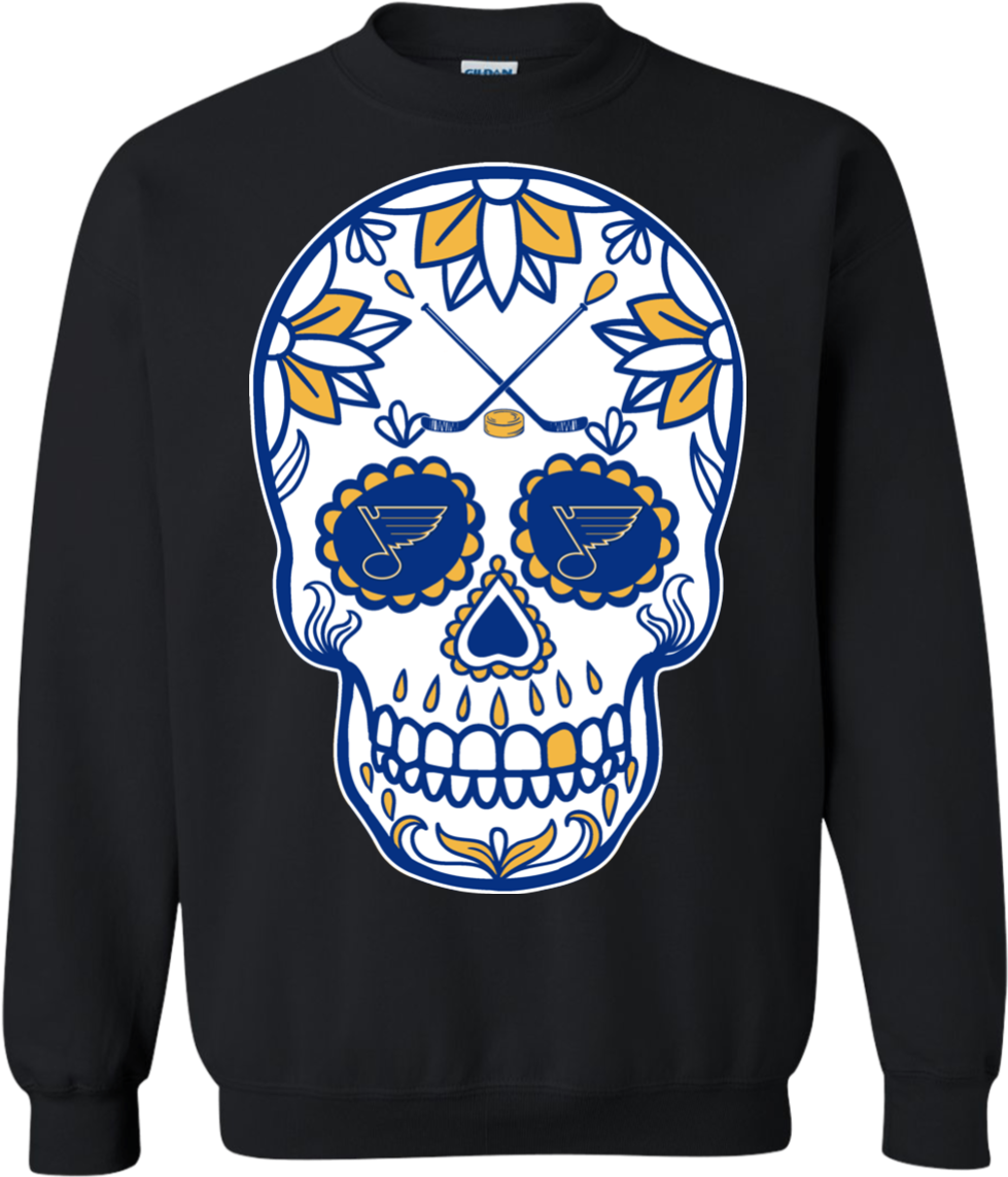 Louis Blues Hockey Sugar Skull Day Of The Dead Shirts - Social Work Christmas Sweater (1155x1155), Png Download