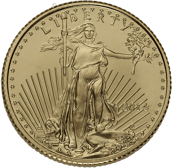 1/10 Oz Gold American Eagle Common Date - Coin (600x600), Png Download