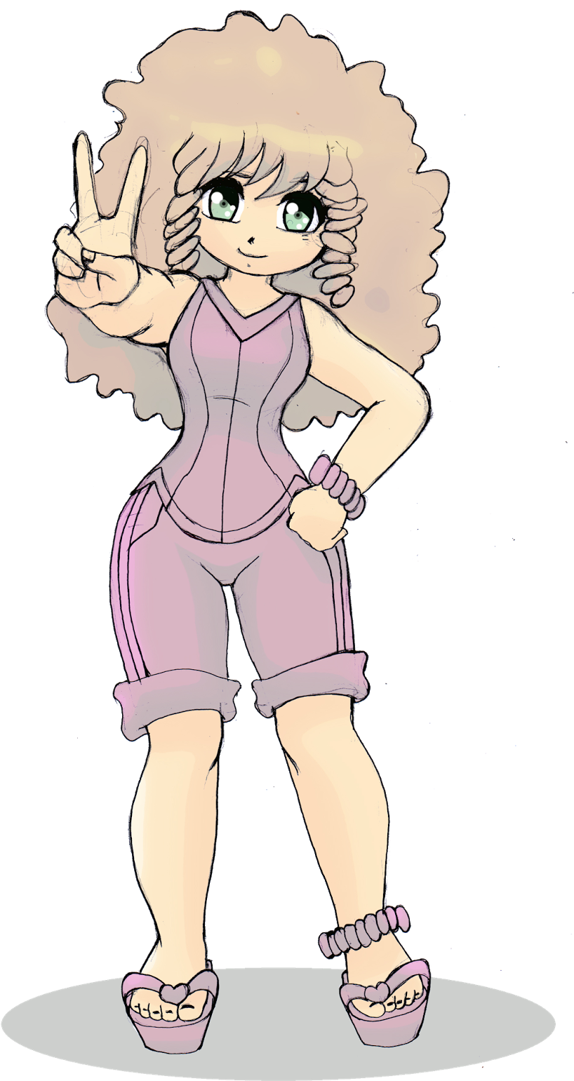 Curly Hair Girl - Cartoon (899x1600), Png Download