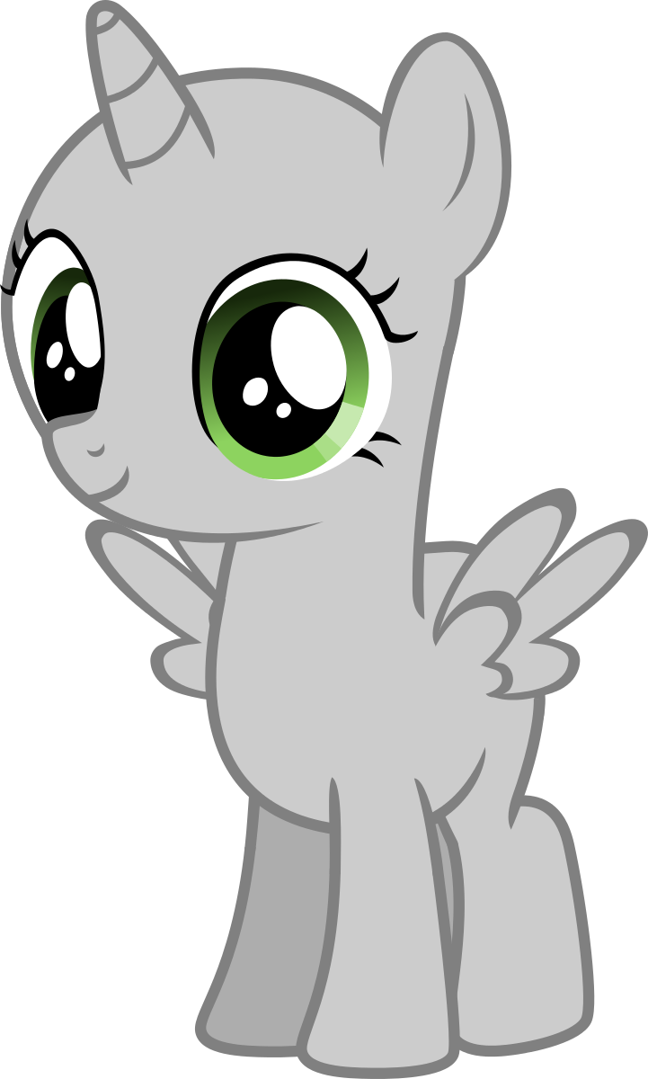 Cute Grey Cartoon Pegasus With Big Green Eyes Tattoo - Mylittlepony (721x1200), Png Download