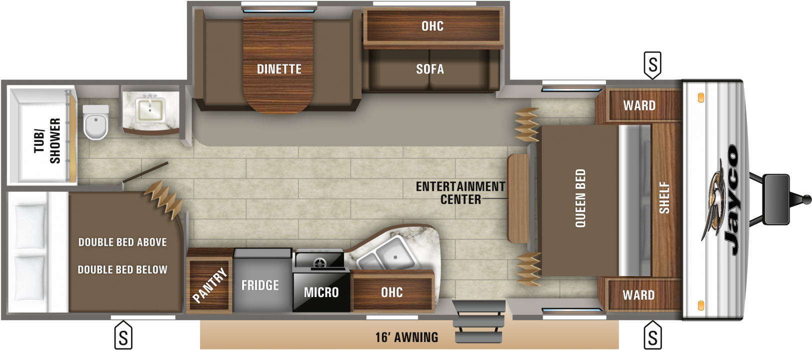 2019 Jay Flight Slx 8 267bhs Floorplan - 2019 Jay Feather 24rl (1800x783), Png Download
