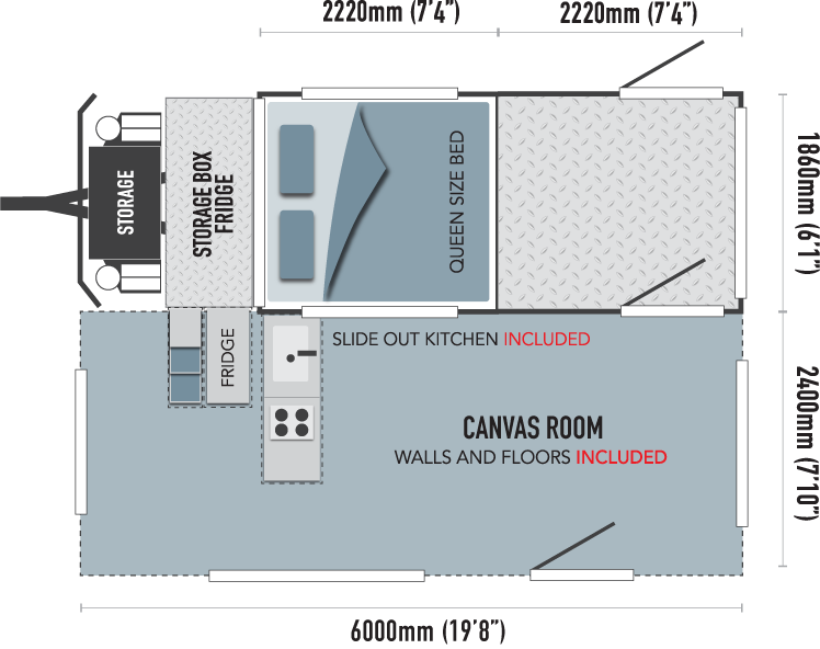 Voyager Floor Plan Top View - Camper Trailer Top View (748x592), Png Download