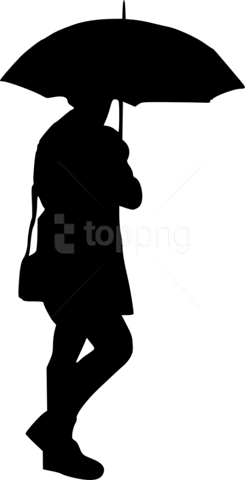 Free Png Woman Umbrella Silhouette Png - Transparent Silhouette With Umbrella (480x940), Png Download