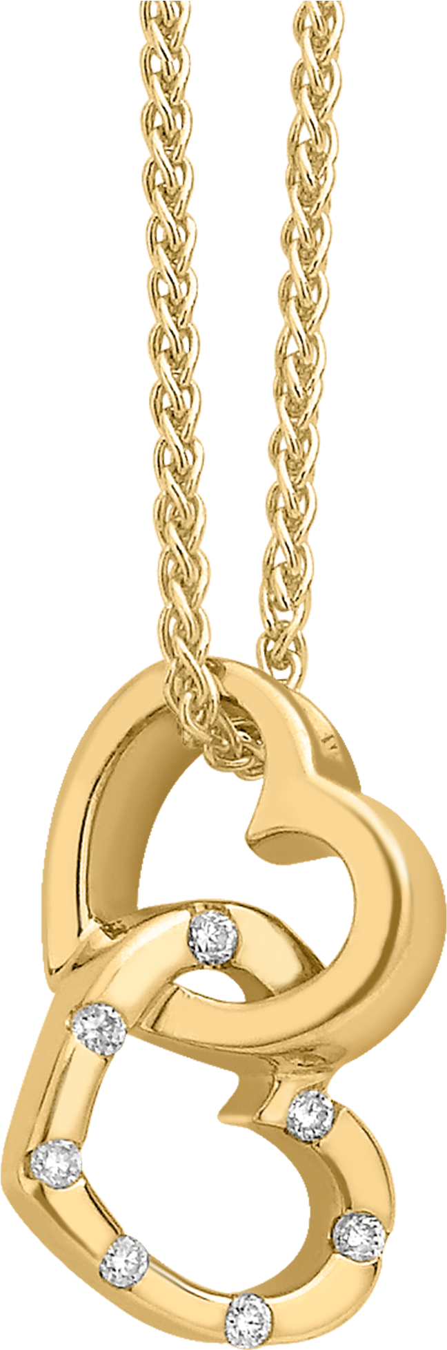 07ct Fancy Diamond Double Heart Pendant With Chain - Pendant (2000x2000), Png Download