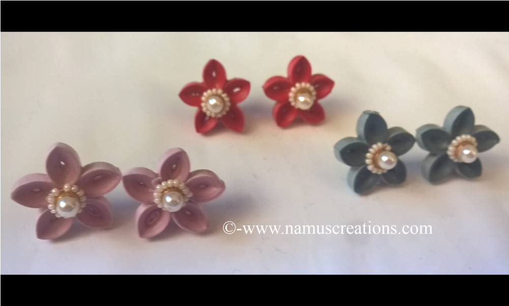 Quillung Flower Shape Eartings 3pair In Set - Artificial Flower (1000x1000), Png Download