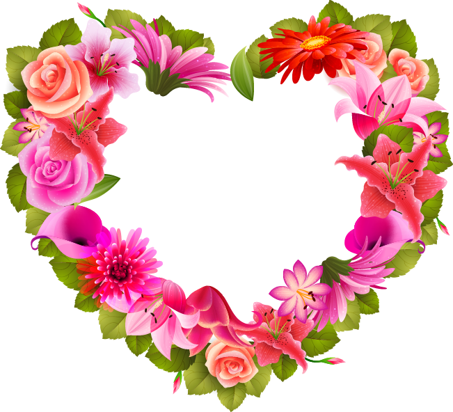 Petal Clipart Heart Shaped Flower - Flores En Forma De Corazon (651x592), Png Download