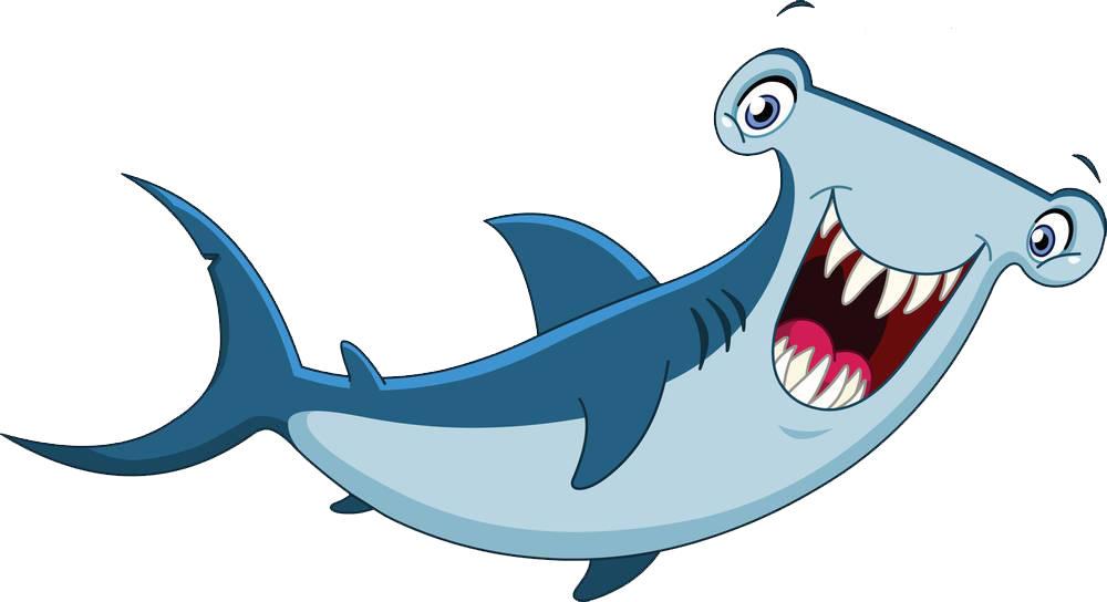 Hammerhead Shark Cartoon Clip Art - Hammerhead Shark Cartoon (1000x544), Png Download