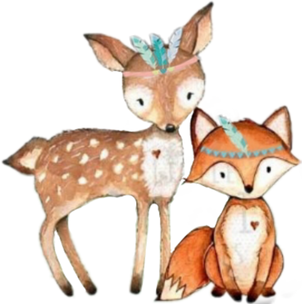 #tribal #fox #deer #woodland #forest #animals - Deer Nursery Print (1024x1030), Png Download