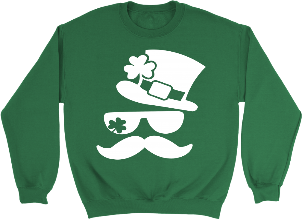 Shamrock Leprechaun Hat Beard Funny Irish St Patricks - Shirt (1024x1024), Png Download