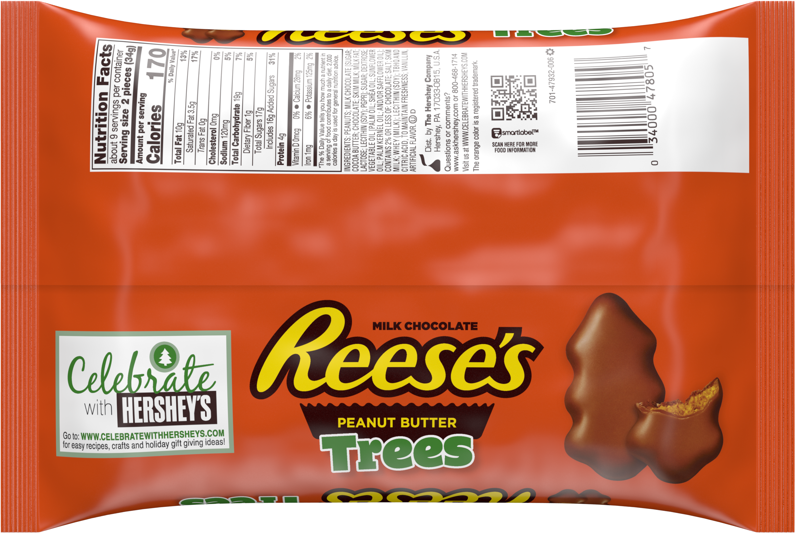Reese's, Holiday Milk Chocolate Peanut Butter Trees, - Calories In Reese's Mini Christmas Tree (3000x3000), Png Download