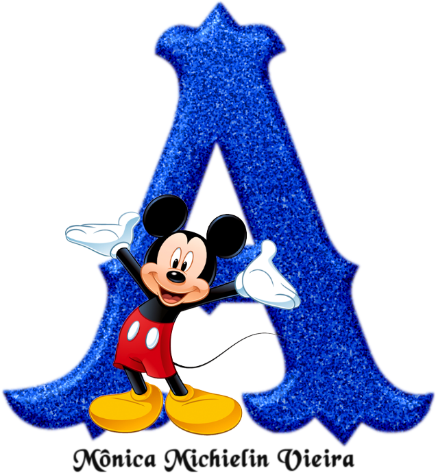 Alfabeto Glitter Azul Com - Mickey Mouse With Blue Background (700x700), Png Download