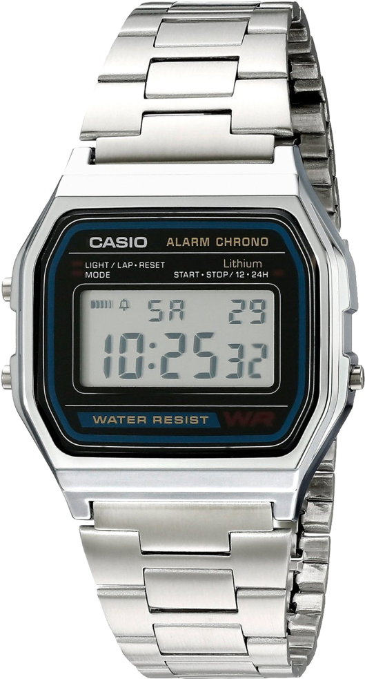 A158wa-1cr Casio Silver & Black Unisex Digital Retro - G Shock Metal Digital (538x1000), Png Download