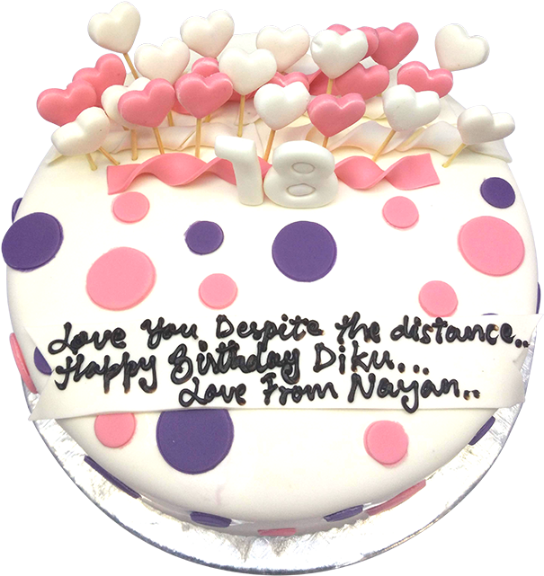 Birthday Cake With Tiny Little Hearts - Birthday Cake (800x800), Png Download