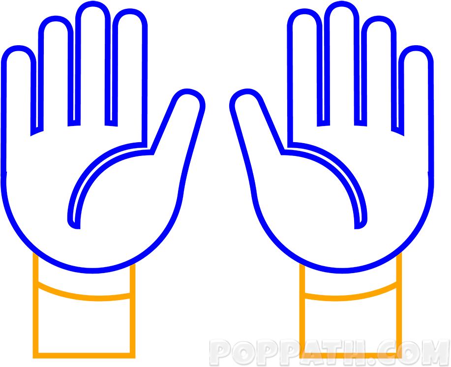 How To Draw A Raised Hands Emoji Pop Path Png Praise - Emoji Clipart Black And White Hands (1000x1000), Png Download