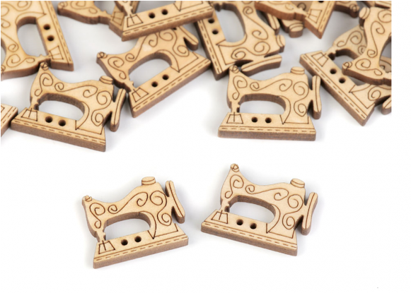 Wooden Button - Sewing Machine - Carving (580x580), Png Download