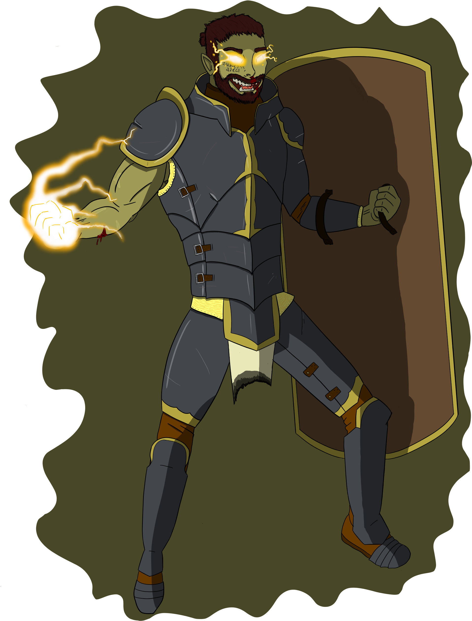 [art] Eli Stross, 'quarter'-orc Fighter 2, Divine Soul - Cartoon (1920x2560), Png Download