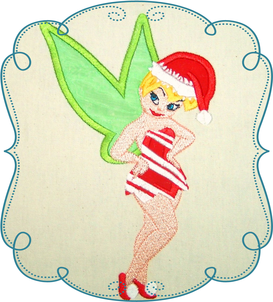 Christmas Tinkerbell Applique Machine Embroidery Design - Embroidery Minnie Mouse Christmas Designs (1000x1000), Png Download