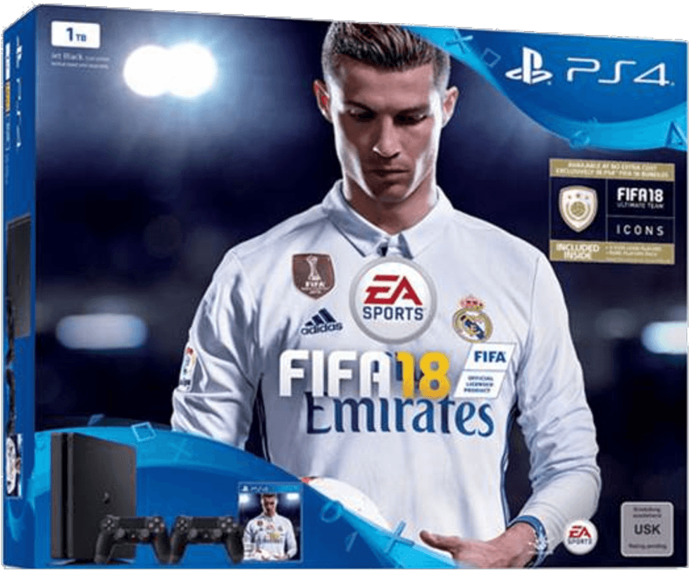 Sony Ps4 1tb 2 Mandos Dualshock 4 Fifa 18 Psn - Ps4 Slim 1tb Bundle Fifa 18 (1133x900), Png Download