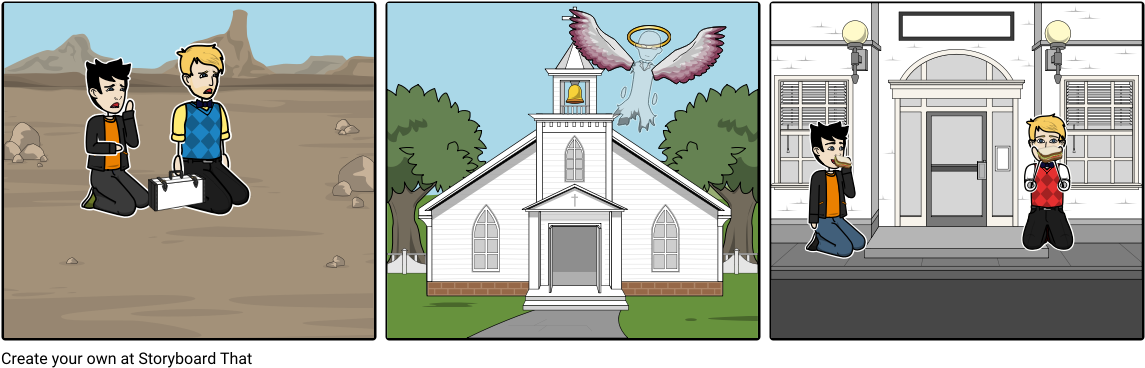 Chirch Escape - Cartoon (1164x385), Png Download