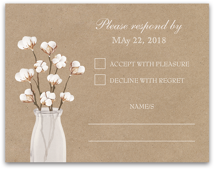 Rustic Cotton Theme Kraft Paper Wedding Rsvp Card - Bouquet (900x900), Png Download