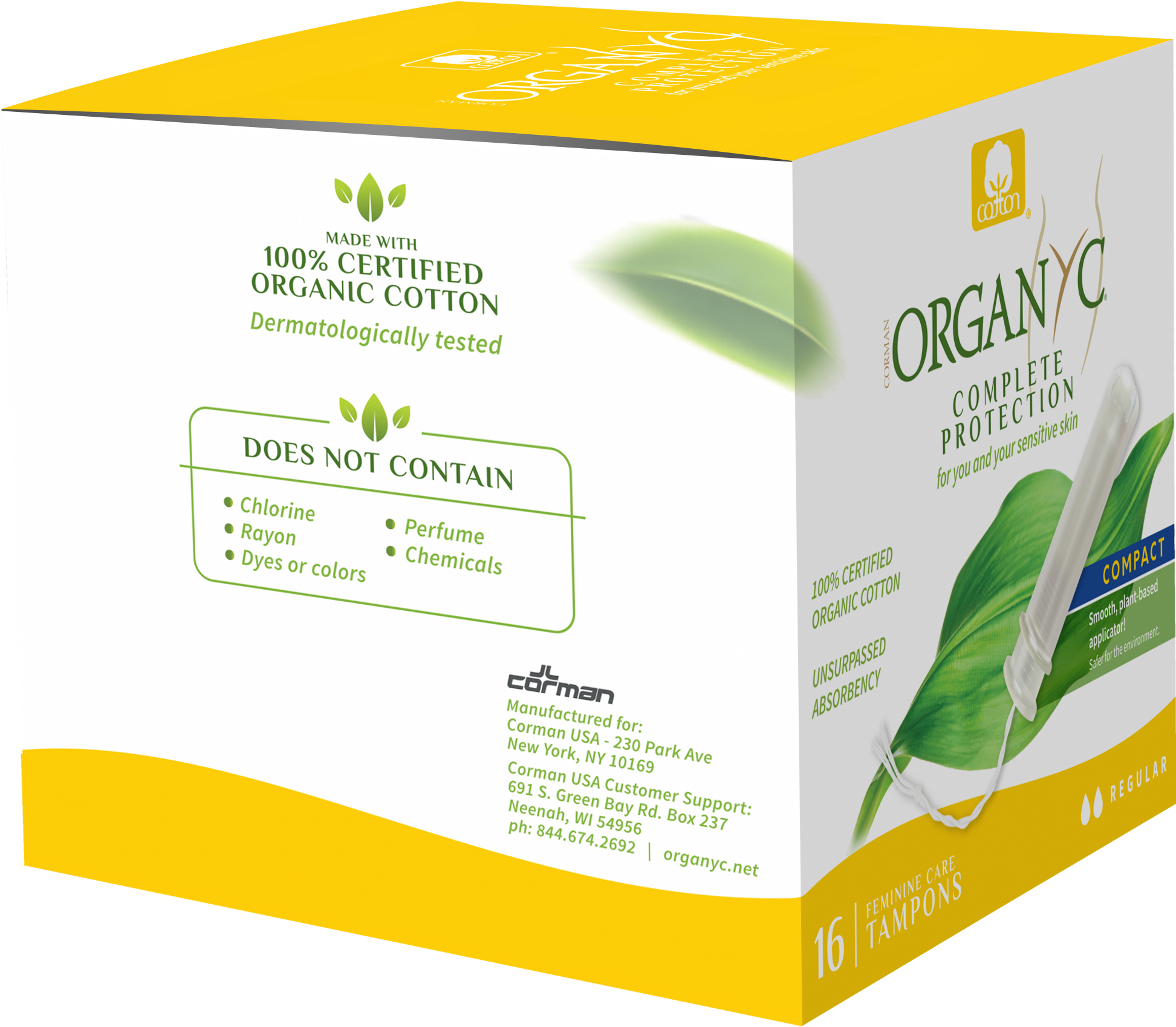 Organyc 100% Certified Organic Cotton Tampons, Normal (2100x2700), Png Download
