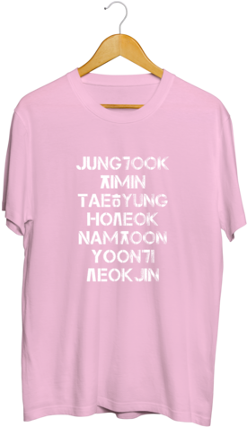 Bts White Korean Typography Pink T-shirt - J Cole Kod T Shirts (600x563), Png Download