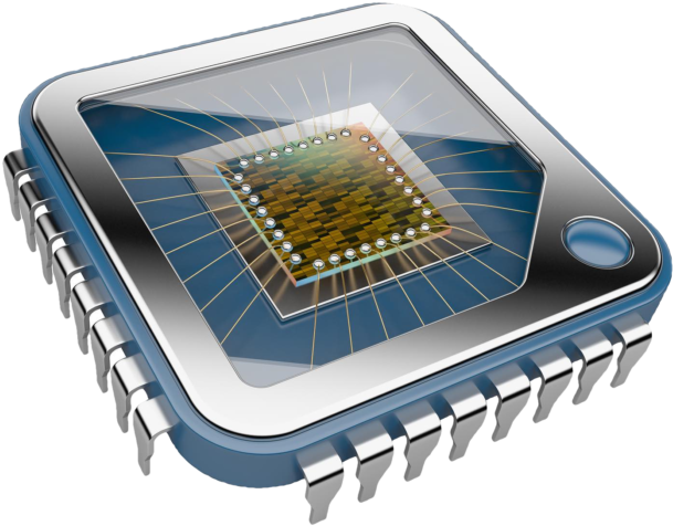 Blue Computer Chip - Cpu 3d (700x500), Png Download