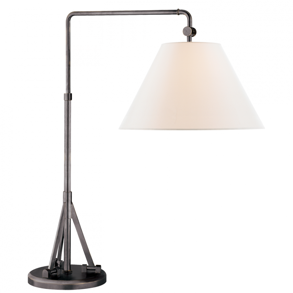 Battery Operated Reading Lamp Brass Swing Arm Wmodern - Lampshade (936x936), Png Download