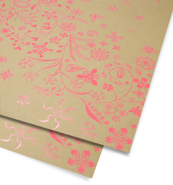 Wildflower Pink Gift Wrap - Art Paper (600x643), Png Download