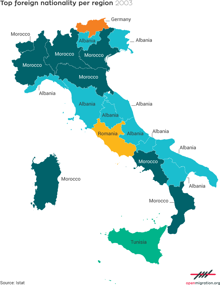 From Morocco To Romania - Migrants In Italy Map (830x1047), Png Download