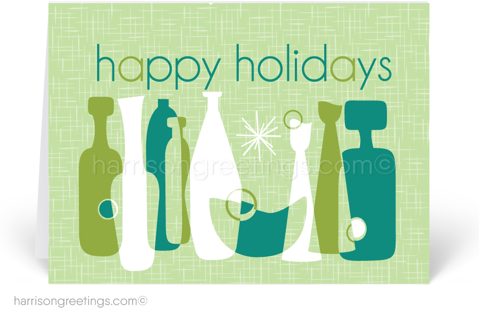 M#century Modern Retro Holiday Card - Glass Bottle (946x704), Png Download