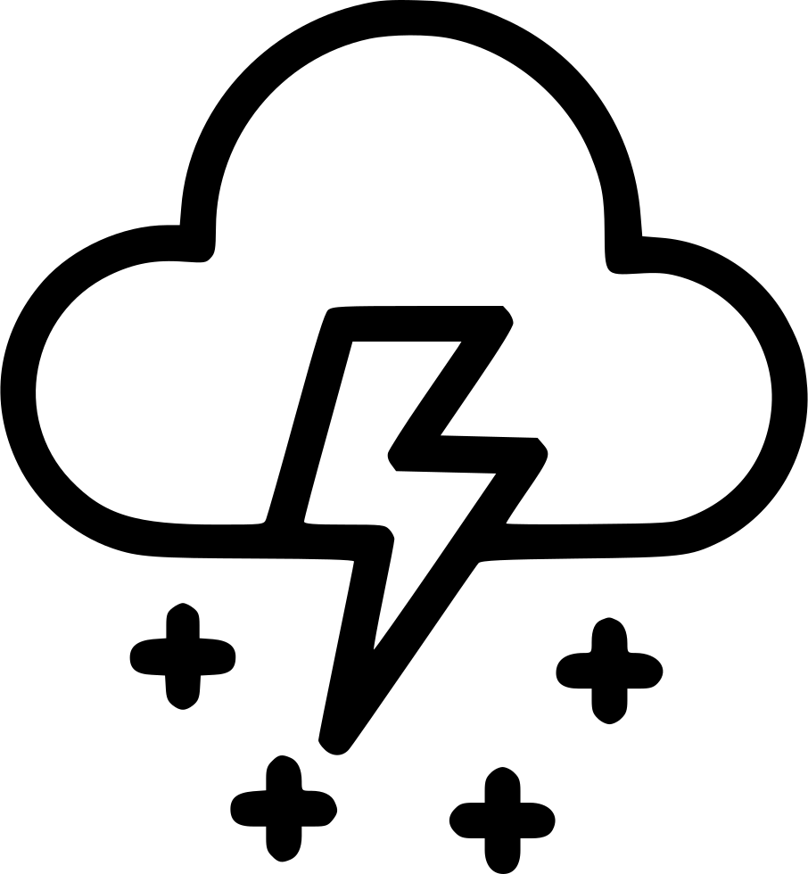 Weather Snow Wind Lightning Svg Png Icon - Thunder And Cloudy Clipart (906x980), Png Download