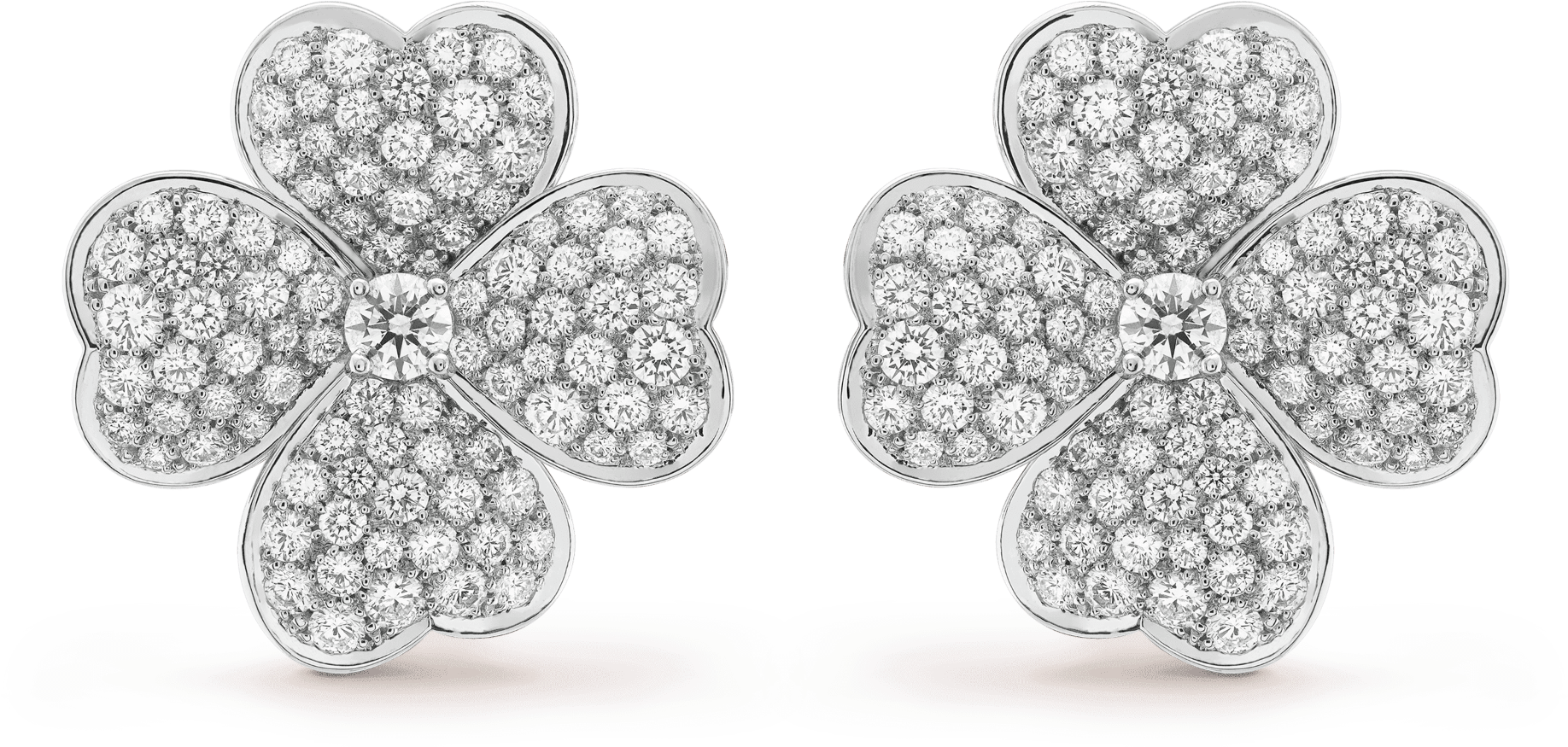 Cosmos Earrings, Large Model - Van Cleef Diamond Flower Earrings (2000x2000), Png Download