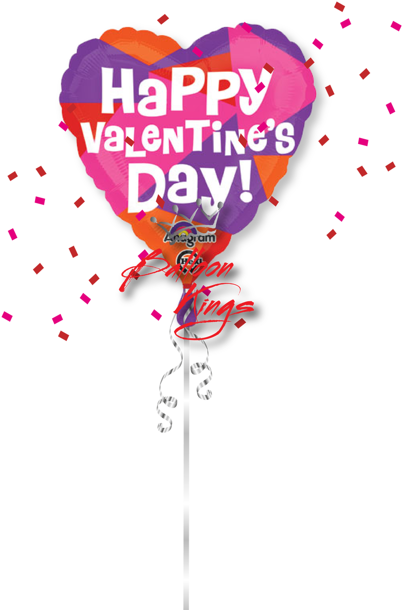 Happy Valentines Day Color Block - Happy Valentines Day Balloon Png (1068x1280), Png Download