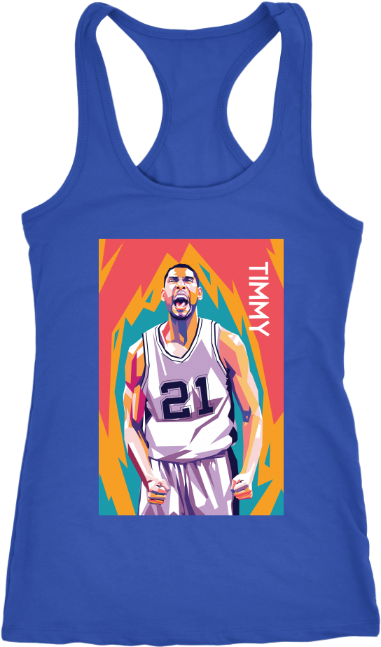 Tim Duncan Pop Art Racerback T-shirt - Shirt (1024x1024), Png Download