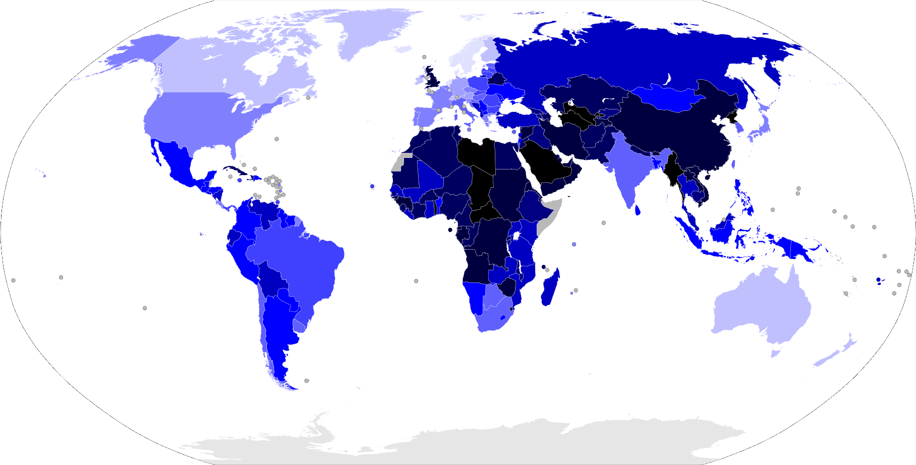 File - Democracy Index - The Economist - 2007 2 - World Map (2000x1015), Png Download