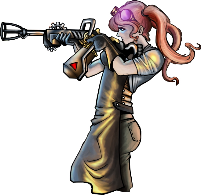 Emmaline Sights Her Gun Design - Cartoon (658x639), Png Download