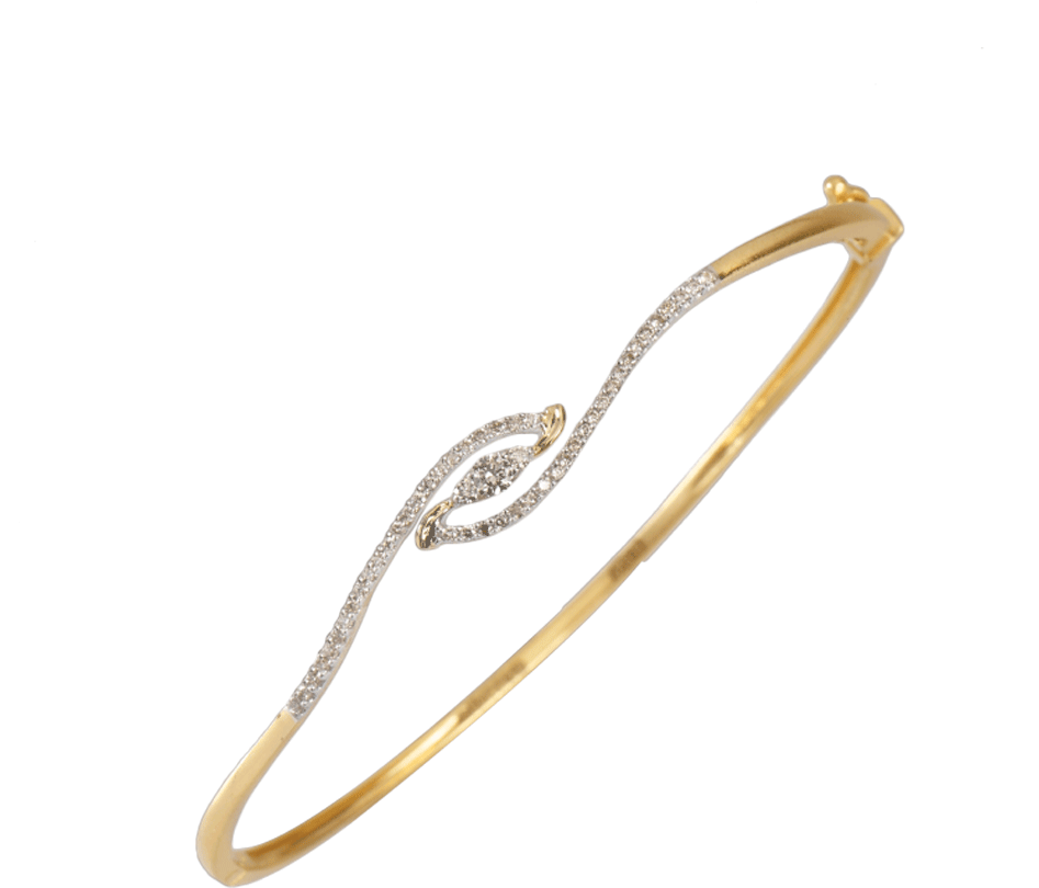 18kt Yellow Gold And Diamond Bangle - Body Jewelry (1000x1000), Png Download