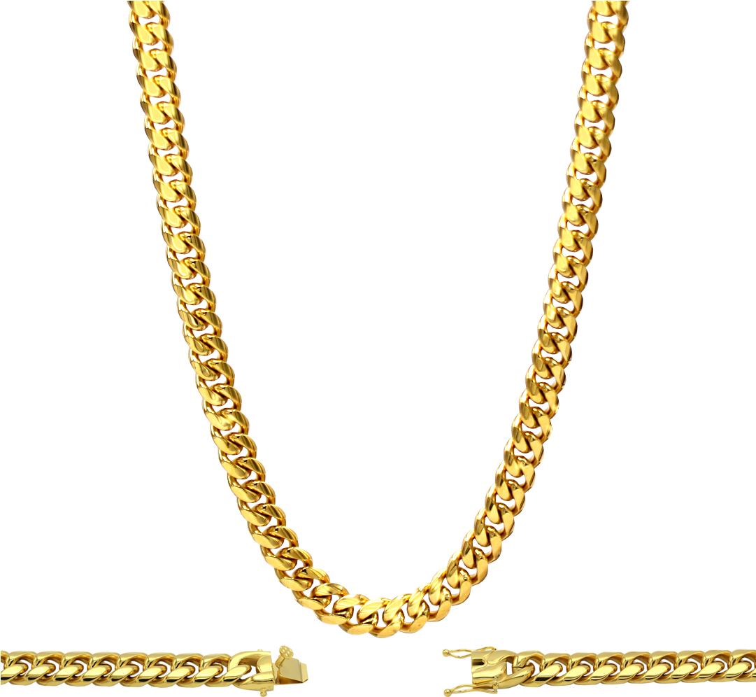 Cuban Link Chain Necklace 18k Gold Plated Stainless - Cuban Link Chain Png (1080x1080), Png Download