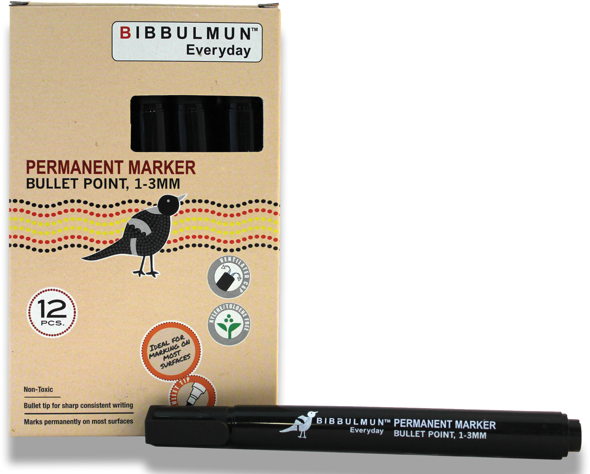 Permanent Marker Bullet Point 12-pack Black - Eye Liner (2000x1564), Png Download