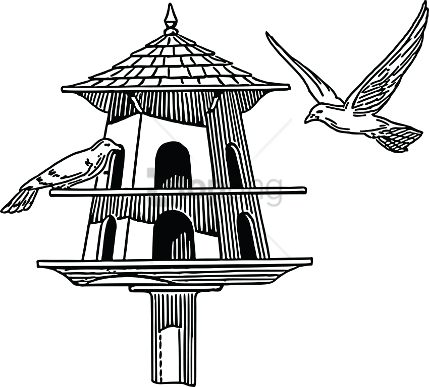 Free Png Download Pigeon House Black And White Png - Dovecote Clipart (850x768), Png Download