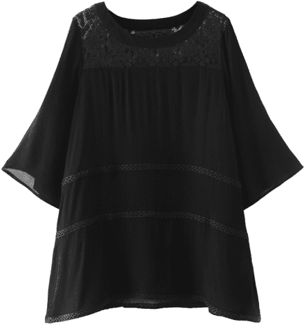 Lace Panel Smock Mini Dress - Blouse (600x600), Png Download