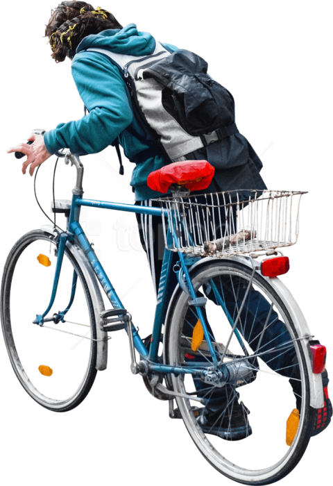Free Png Walking With His Bike Png Images Transparent - People With Bicycles Png (480x700), Png Download