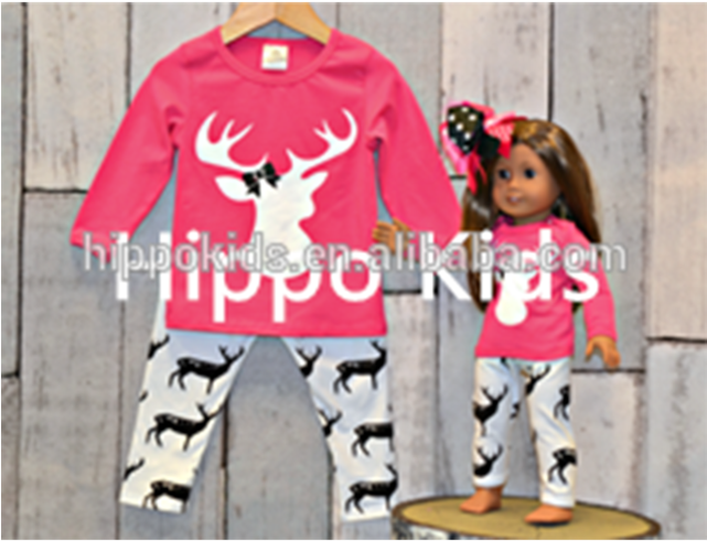 New Fashion Girls Deer Pant Set Wholesale Children's - Girl (640x640), Png Download
