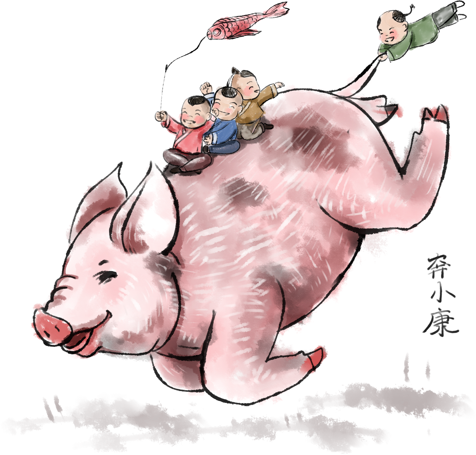 2019 Spring Festival Year Pig Chinese Painting Series - Chinese Painting (2000x2000), Png Download