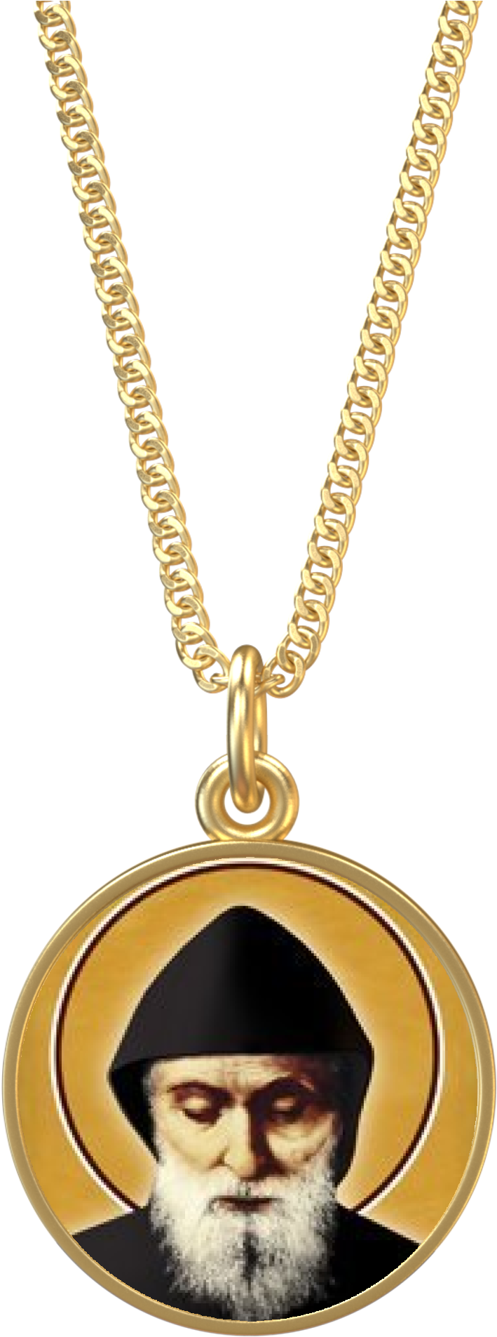 Indigo Coin Chain In Gold - Saint Charbel (2000x2000), Png Download