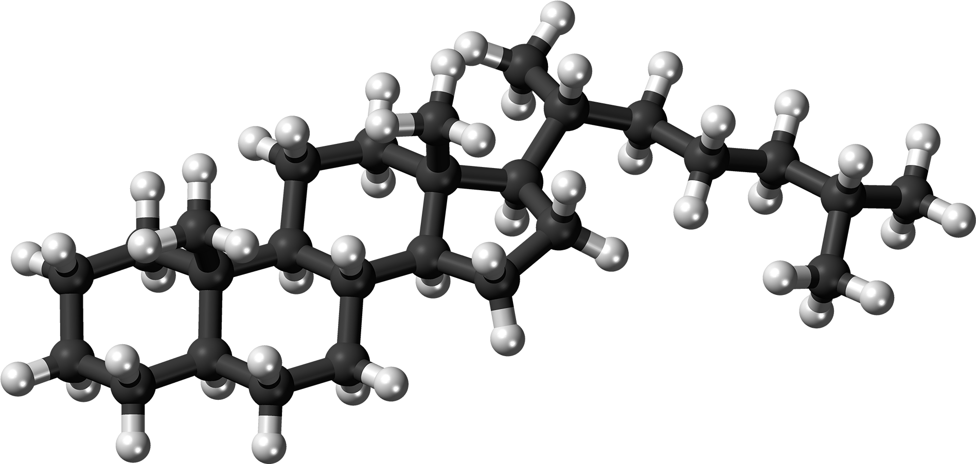 5alpha-cholestane Molecule Ball - Progesterone Structure (2000x1006), Png Download