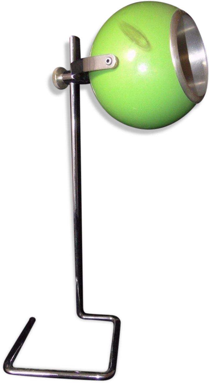 Lamp In Chrome Metal Ball Green Vintage - Scale (1457x1457), Png Download